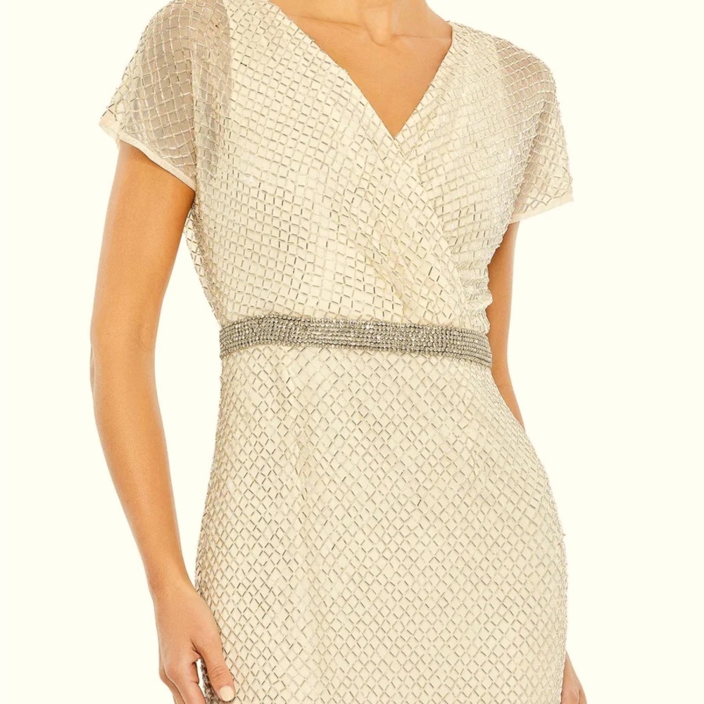 ✔️#20 BNWT MAC DUGGAL BEADED SHORT SLEEVE COLUMN GOWN #93678